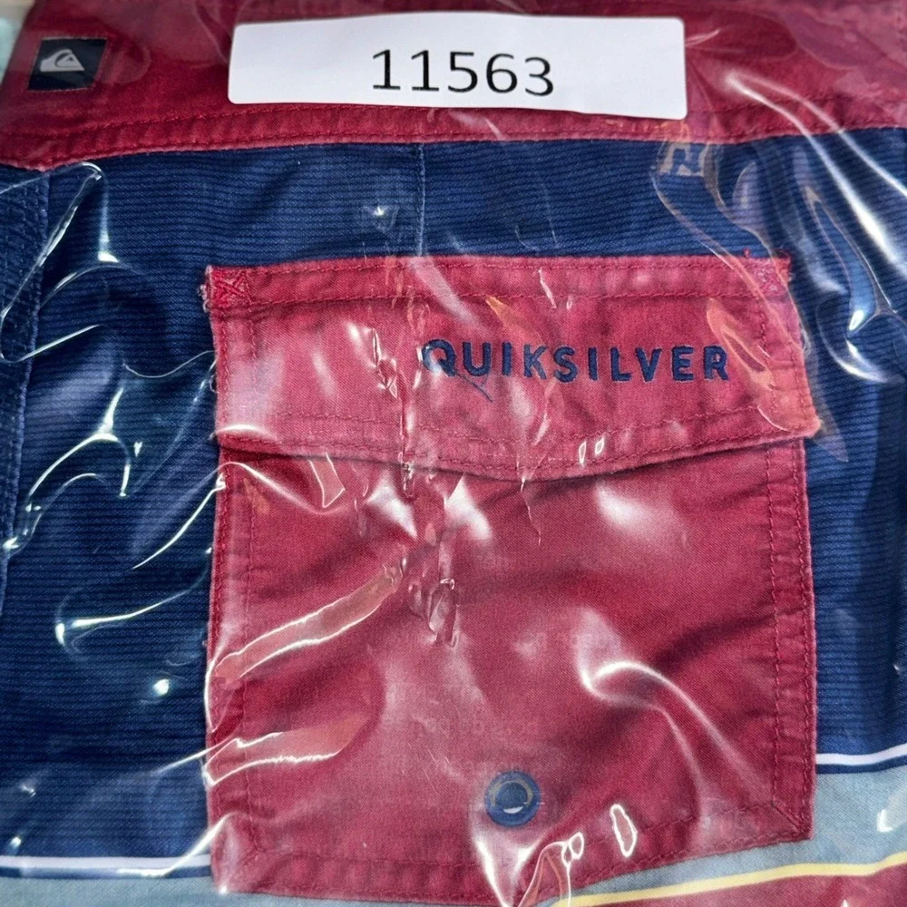 Quiksilver Mens Board Shorts Striped Colorblock Swim Trunks Multicolor Size 28